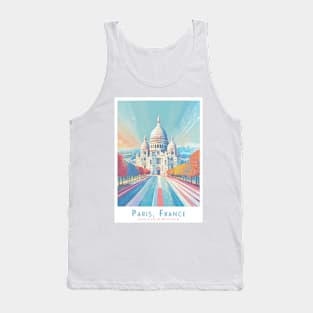 Vintage Travel Poster - Minimalist Sacré-Cœur Paris, France in Retro Colors Tank Top